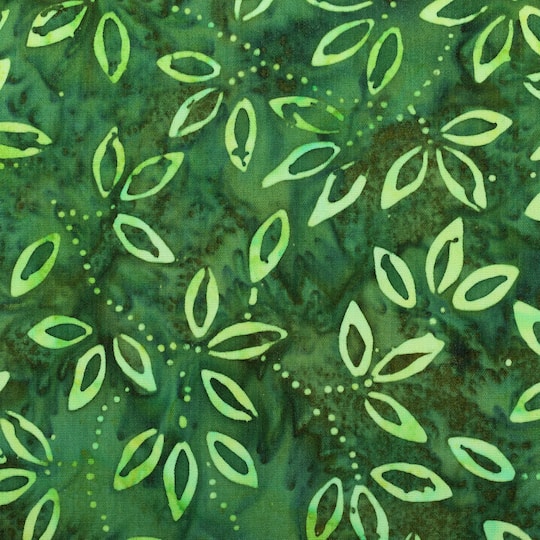 10 yd. Full Bolt: Feldman Premium Indonesian Batik Green Leaves Fabric